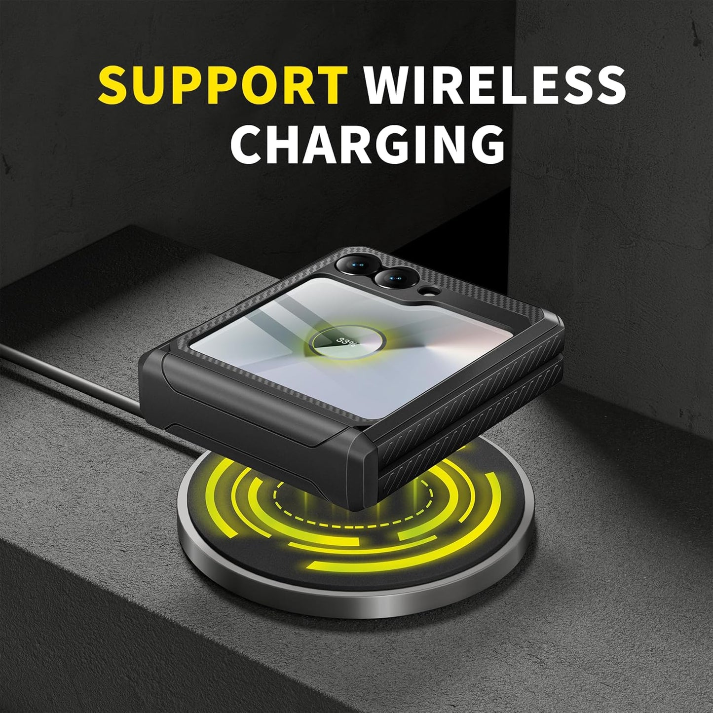 Burgundy Carbon Fiber Z Flip Case with Rotating Ring Holder