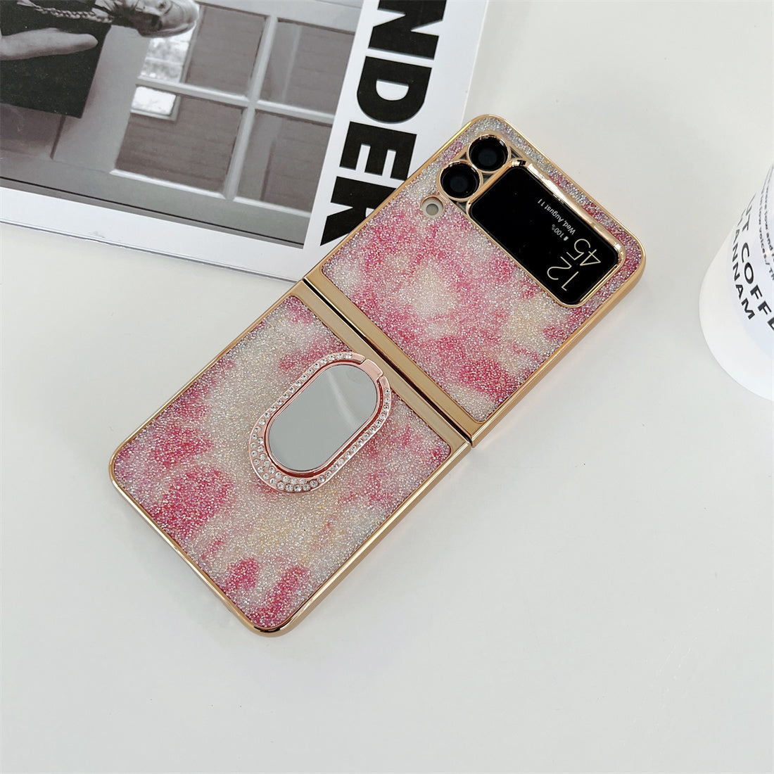 Shining Diamond Mirror Ring Protective Cover For Samsung Galaxy Z FLIP 4 5G