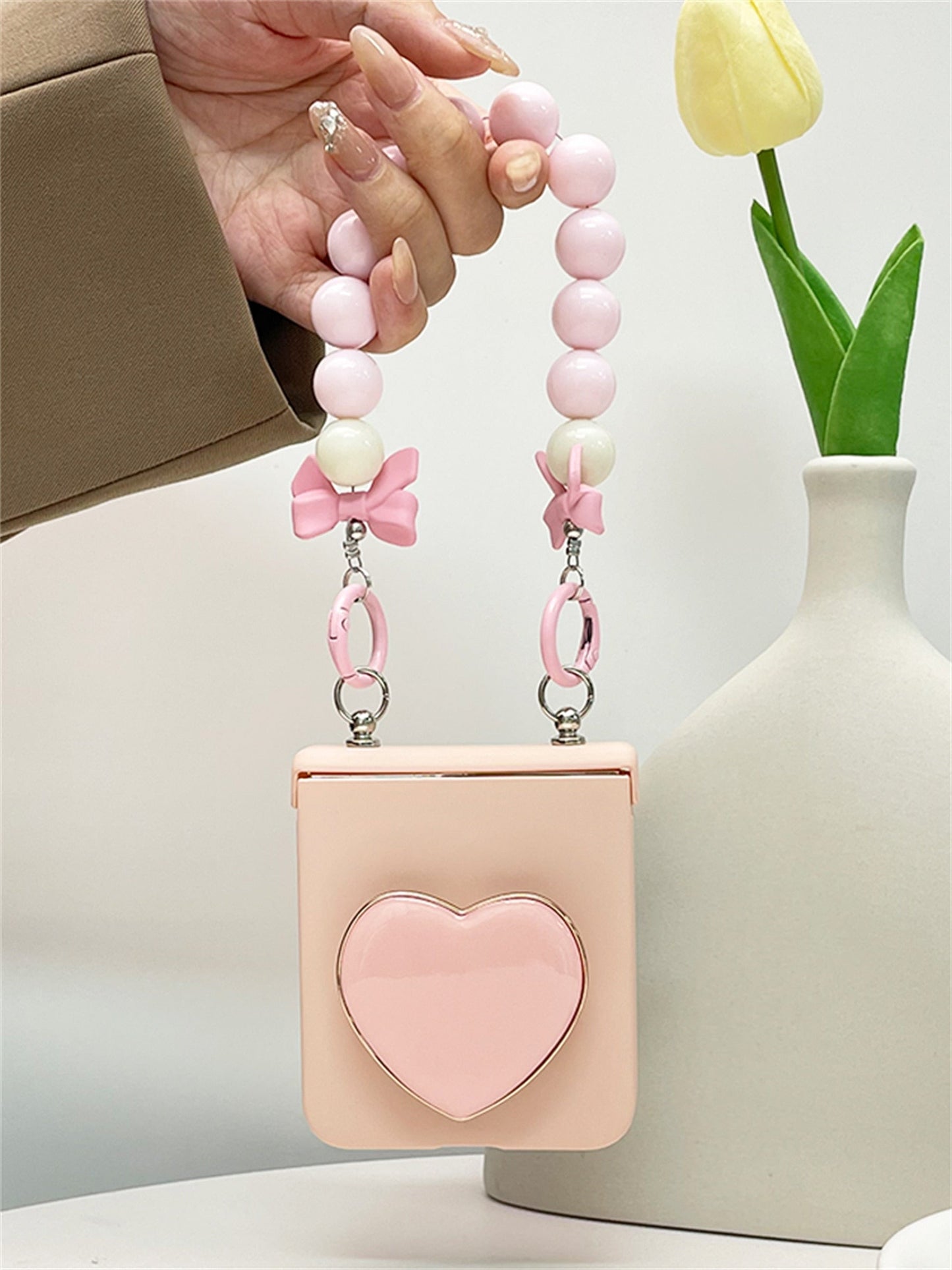 Samsung Galaxy Z Flip 5 Luxury Love Heart Pink Case