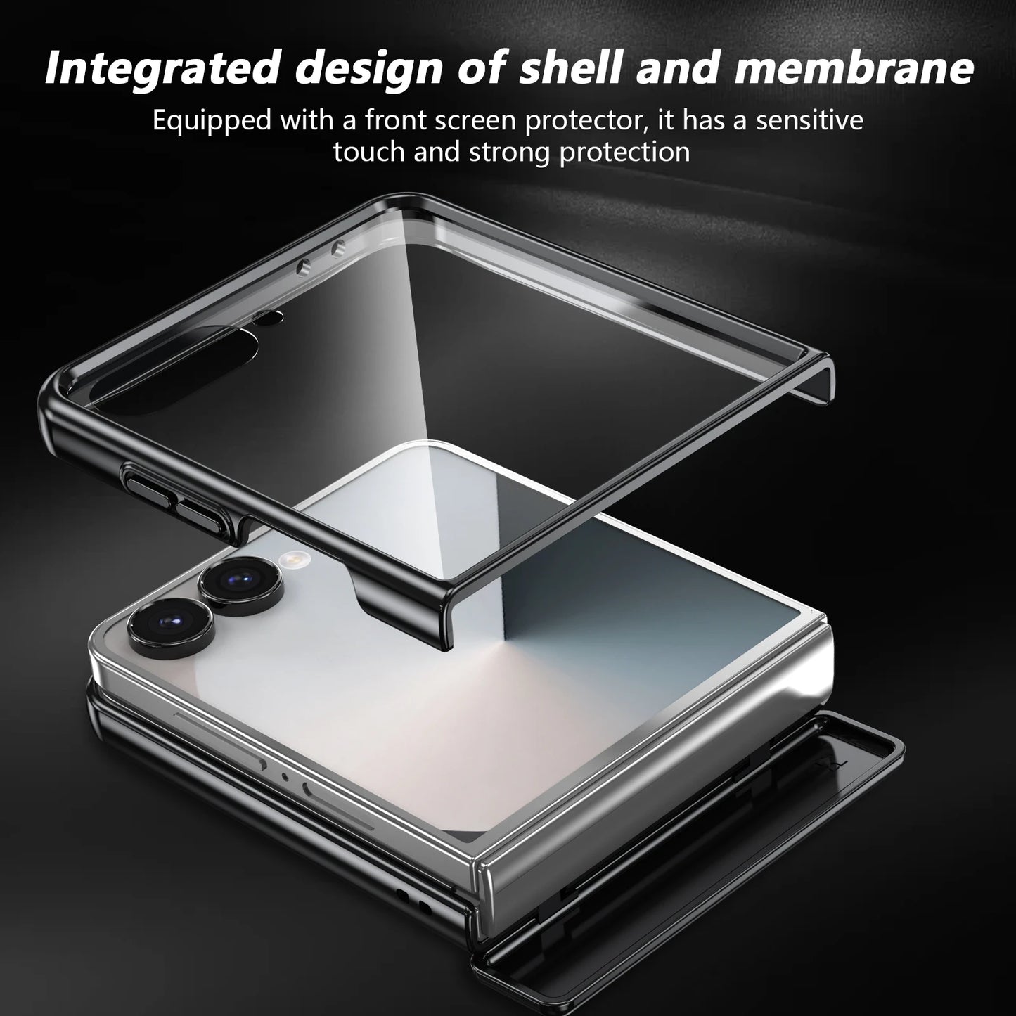 360° Rotating Ring Holder Magnetic Hinge Protection Case for Samsung Galaxy Z Flip 7 with Tempered Glass Film Cover