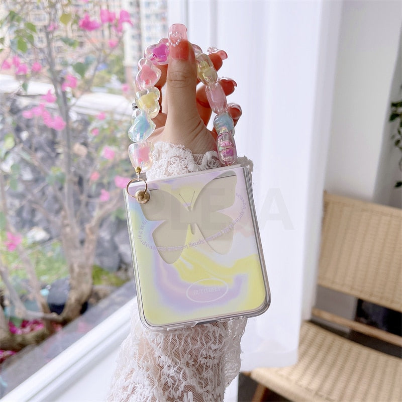 Cute Butterfly Bracelet Phone Stand Case For Samsung Galaxy Z Flip 4