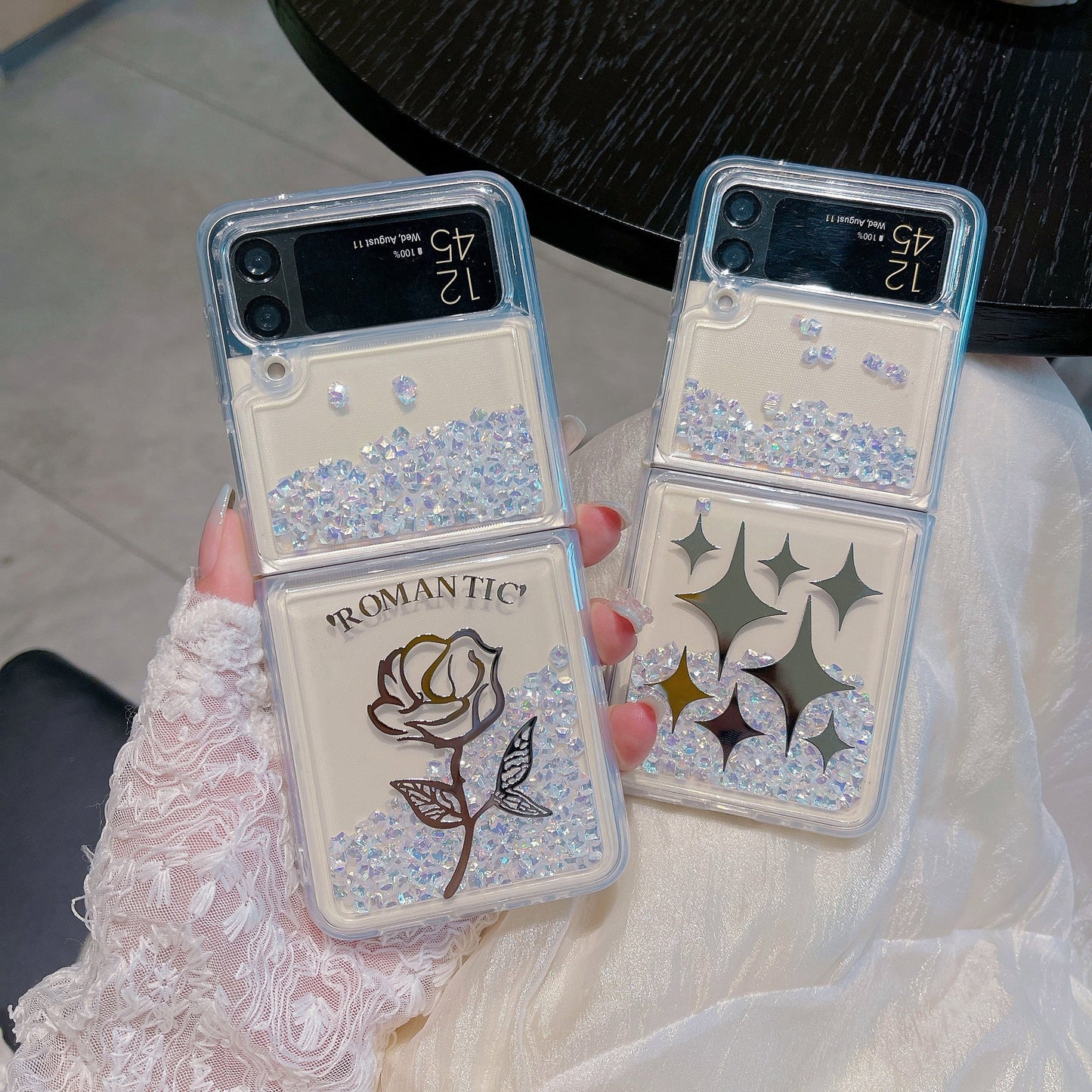 Rose Diamond Quicksand Case for Samsung Galaxy Z Flip 3 & 4