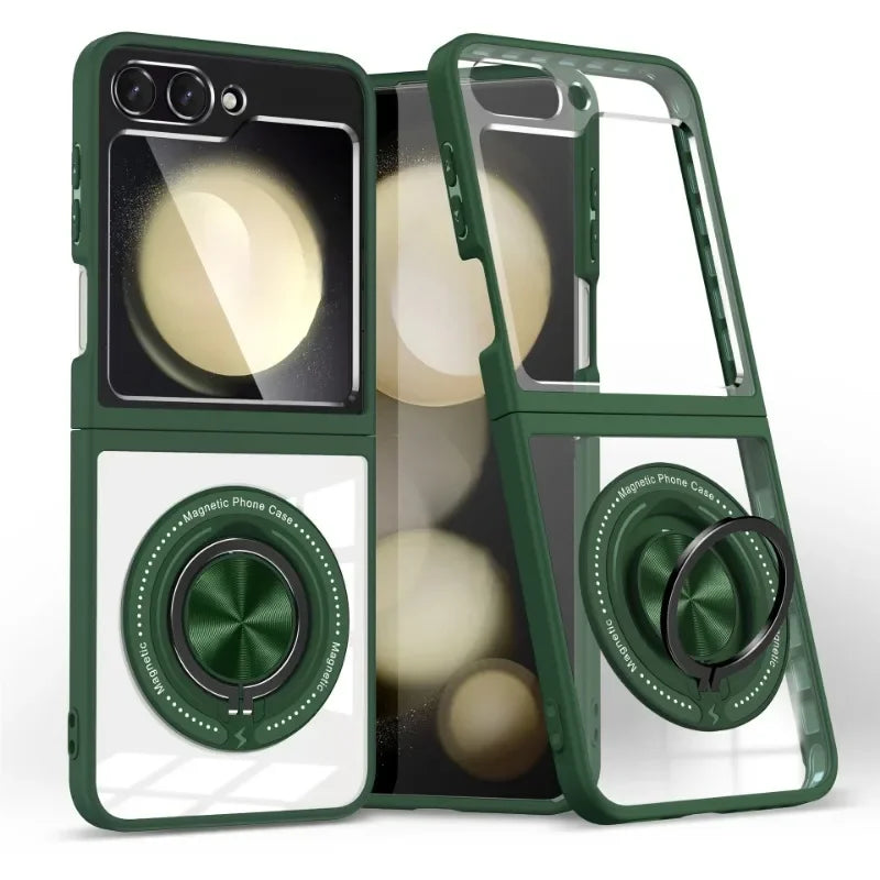 Transparent Case with Ring Holder For Samsung Galaxy Z Flip 6
