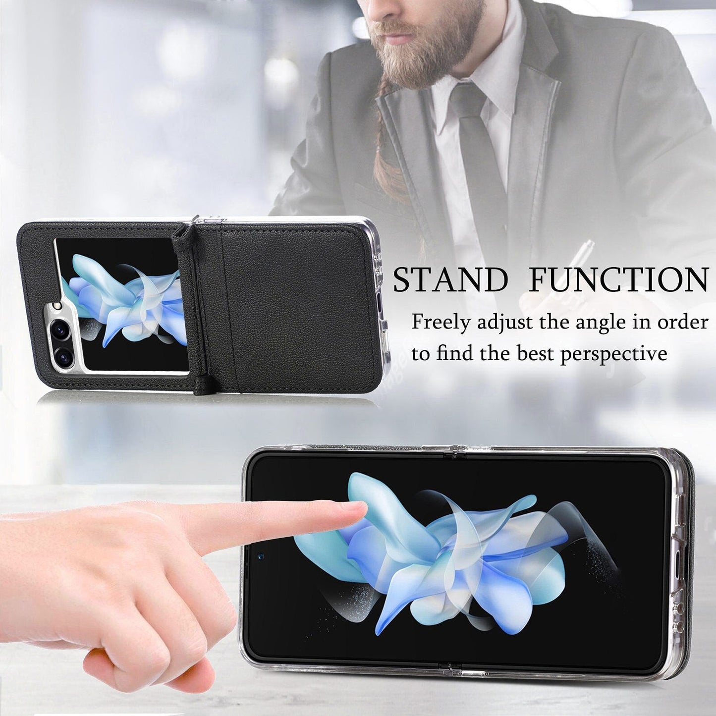 Leather Case with Card Holder For Samsung Galaxy Z Flip 5