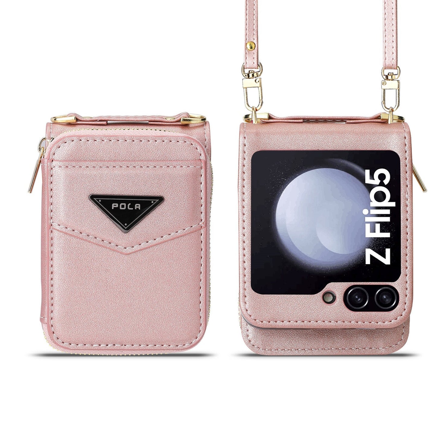 Leather Crossbody Wallet Case for Z Flip 5