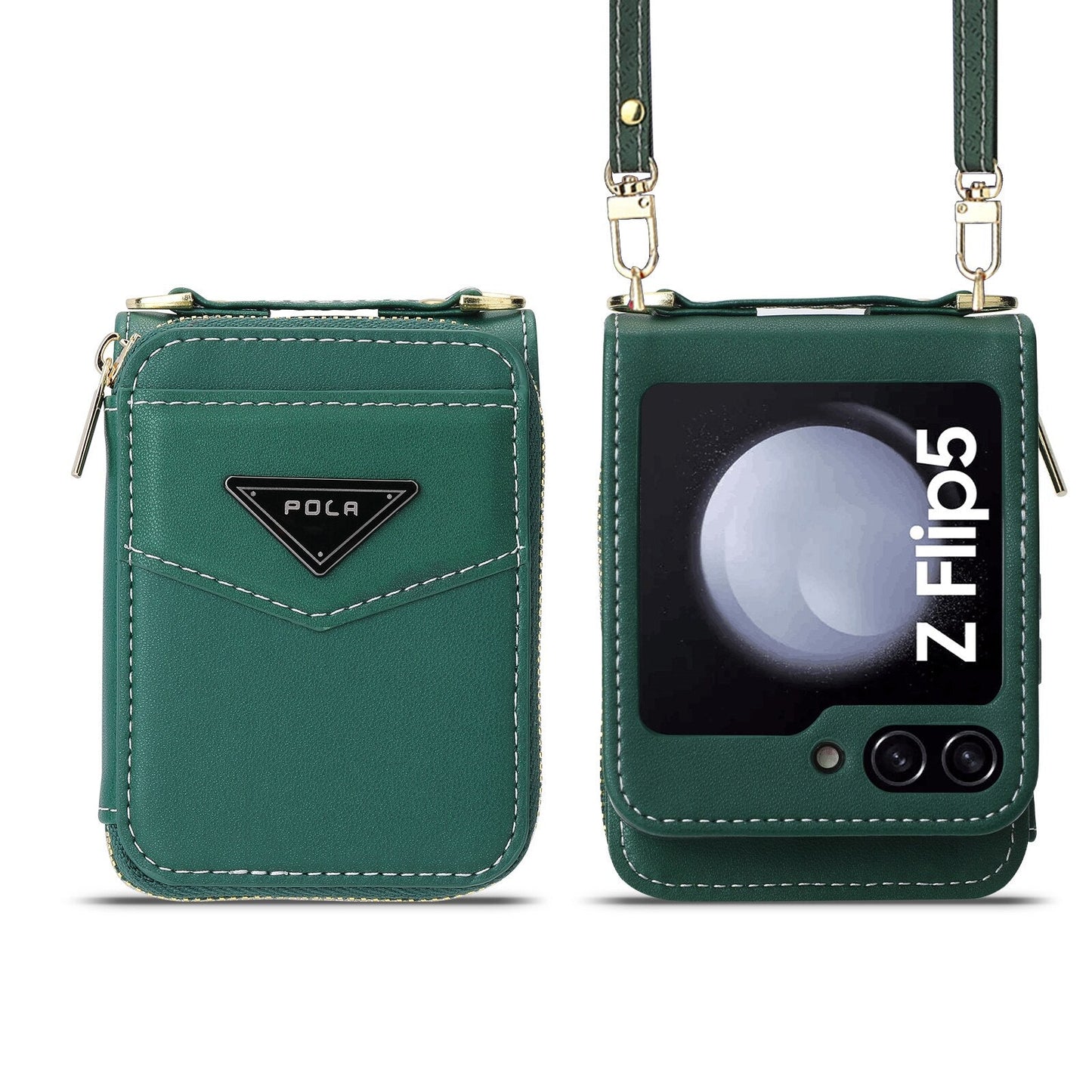Leather Crossbody Wallet Case for Z Flip 5