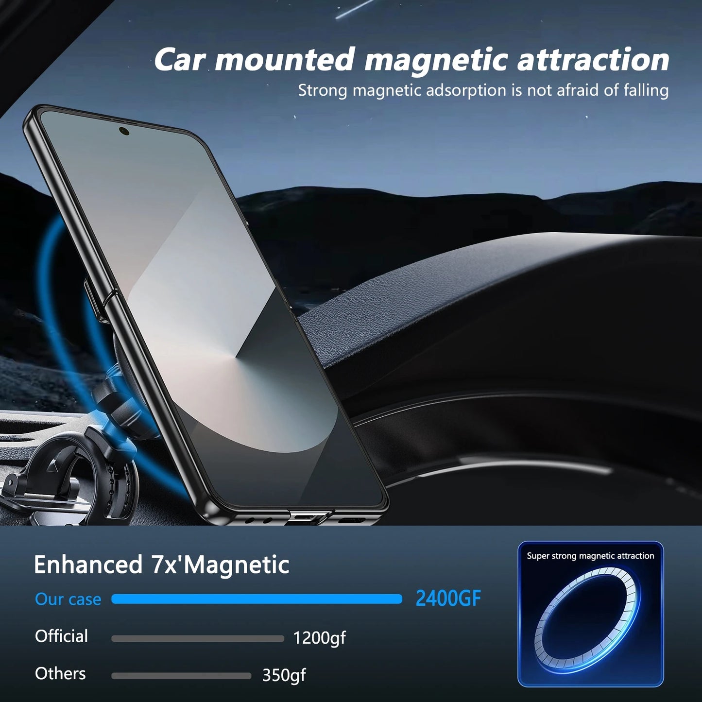 360° Rotating Ring Holder Magnetic Hinge Protection Case for Samsung Galaxy Z Flip 7 with Tempered Glass Film Cover