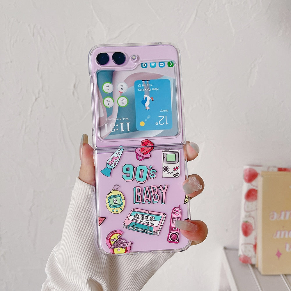Z Flip 5 Case - Retro Cute Transparent Cover