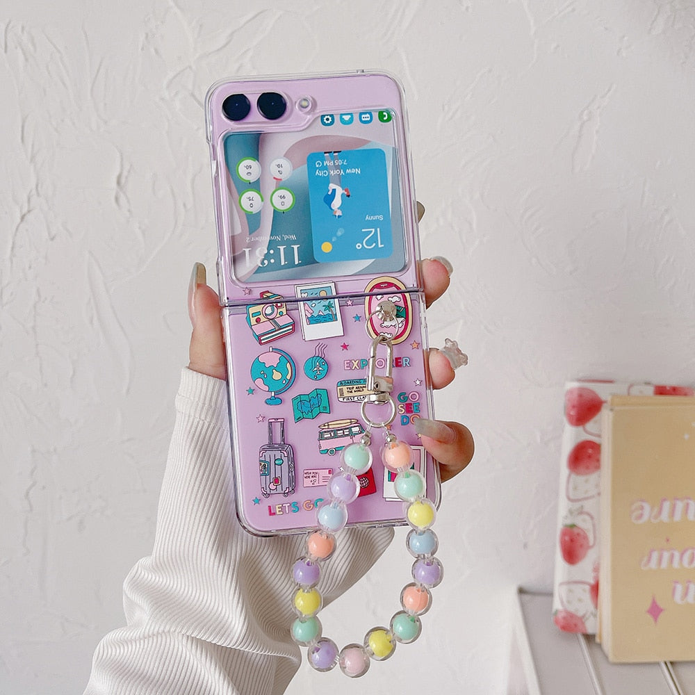 Z Flip 5 Case - Retro Cute Transparent Cover
