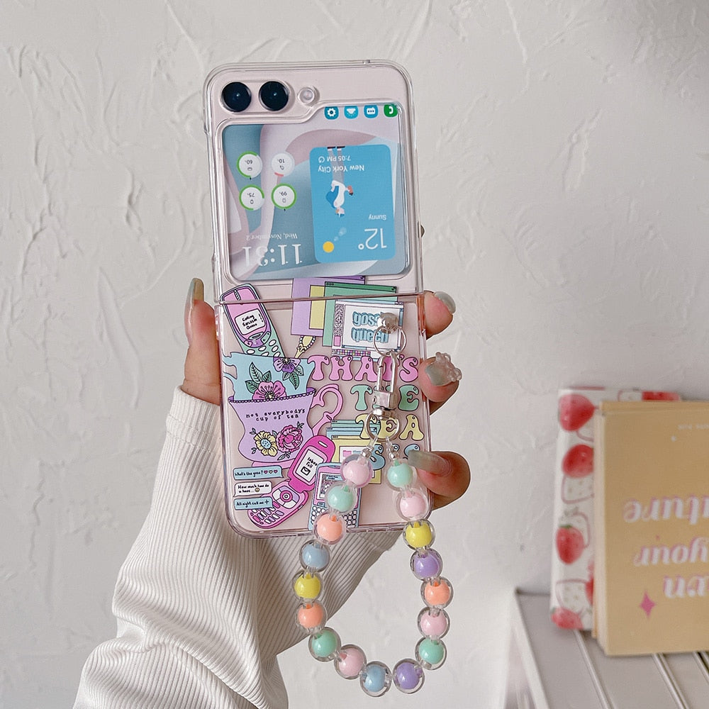 Z Flip 5 Case - Retro Cute Transparent Cover