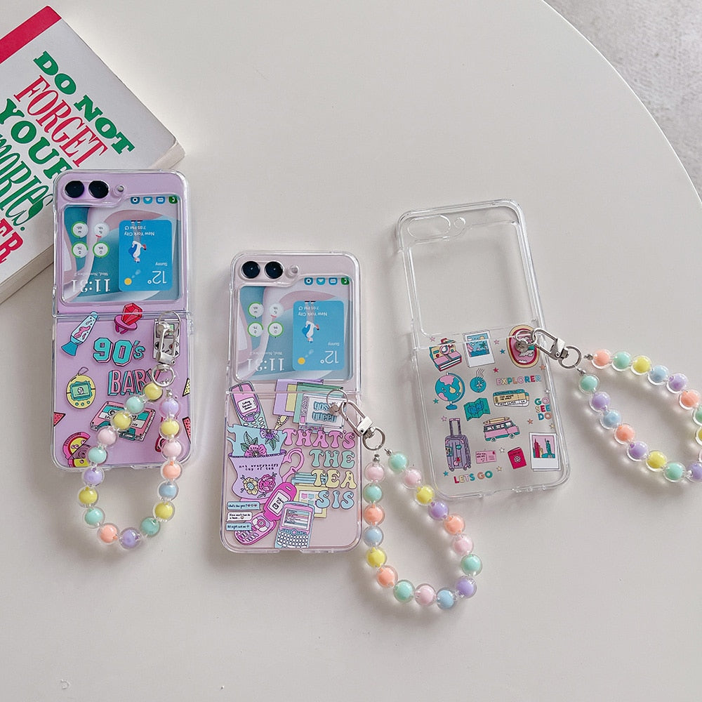 Z Flip 5 Case - Retro Cute Transparent Cover