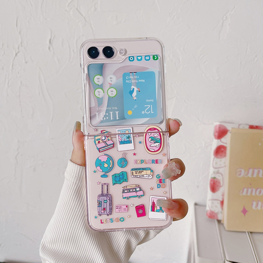 Z Flip 5 Case - Retro Cute Transparent Cover