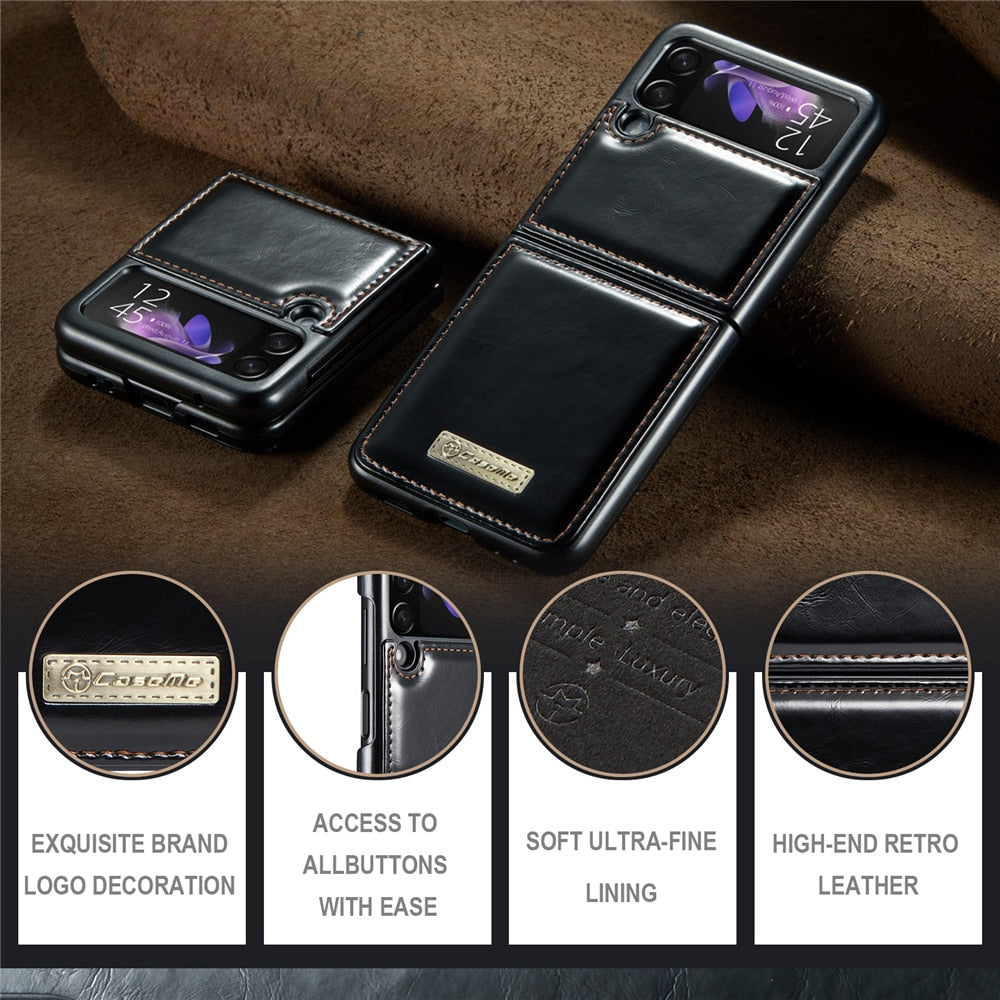 Vintage Leather Cover For Z FLIP 4