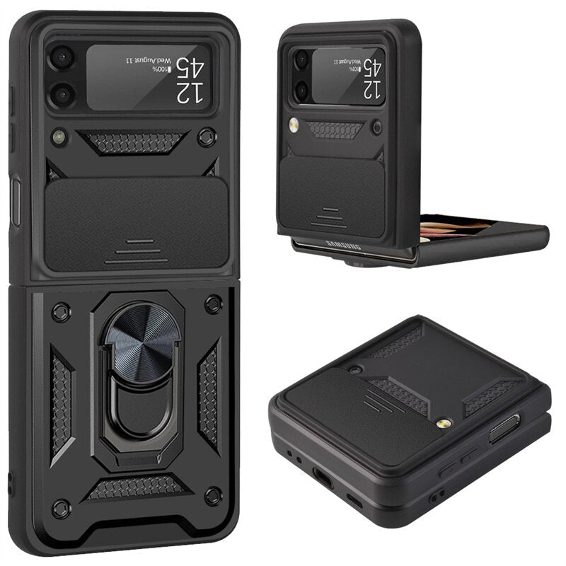 Drop Tested Cover with Magnetic Kickstand Car Mount Protective Case for Samsung Galaxy Z Flip 4