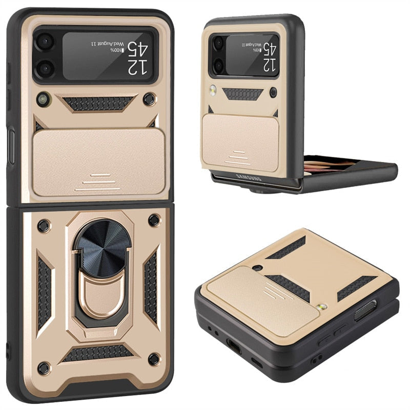 Drop Tested Cover with Magnetic Kickstand Car Mount Protective Case for Samsung Galaxy Z Flip 4