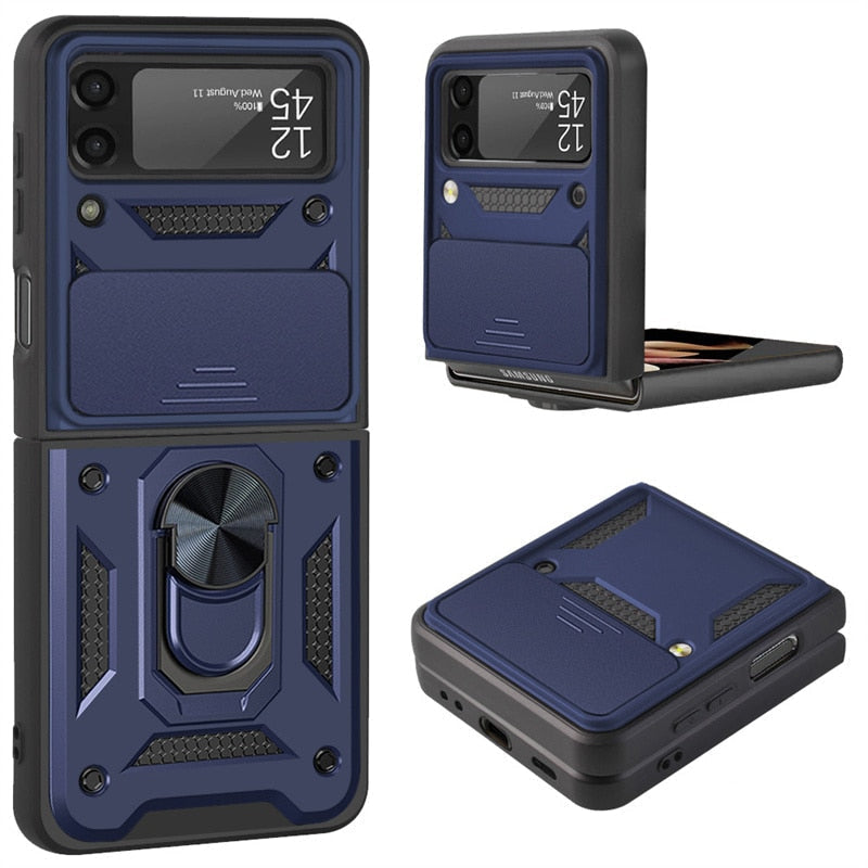 Drop Tested Cover with Magnetic Kickstand Car Mount Protective Case for Samsung Galaxy Z Flip 4