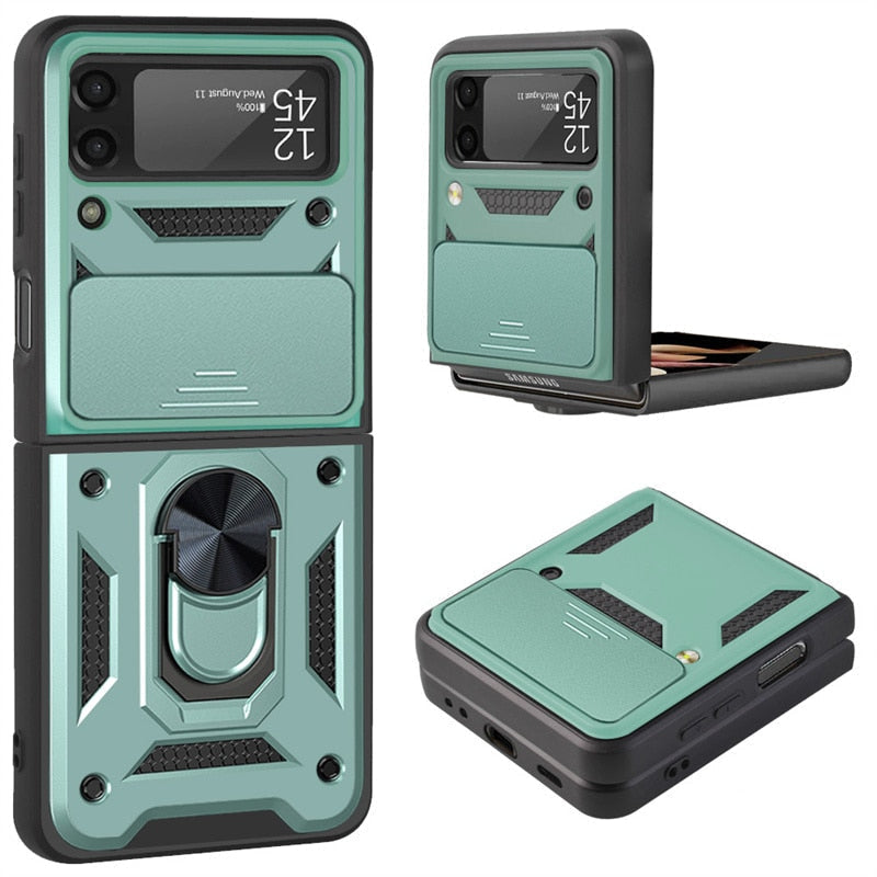 Drop Tested Cover with Magnetic Kickstand Car Mount Protective Case for Samsung Galaxy Z Flip 4