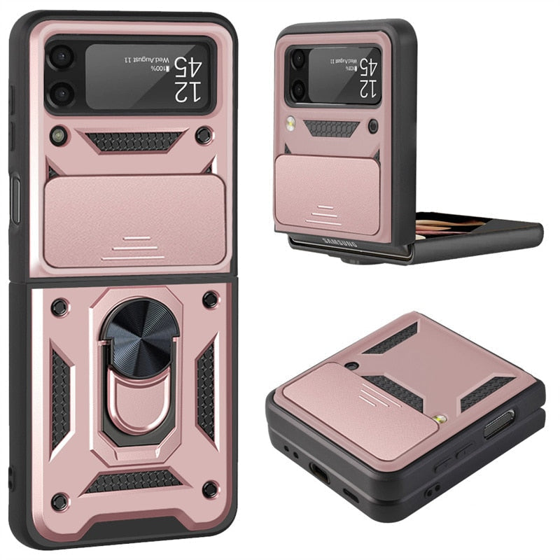 Drop Tested Cover with Magnetic Kickstand Car Mount Protective Case for Samsung Galaxy Z Flip 4