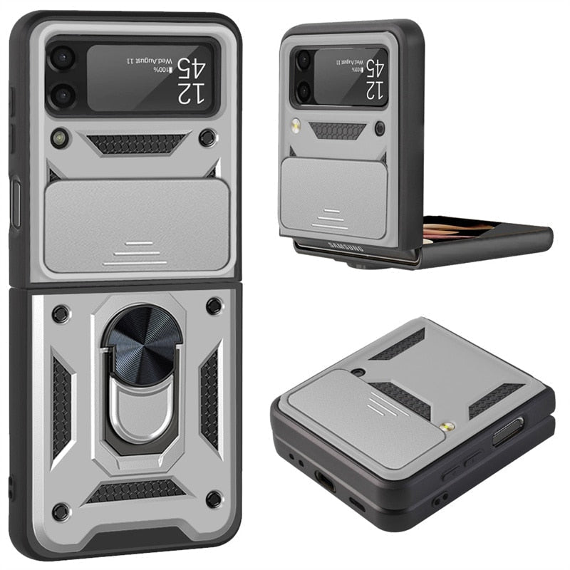 Drop Tested Cover with Magnetic Kickstand Car Mount Protective Case for Samsung Galaxy Z Flip 4