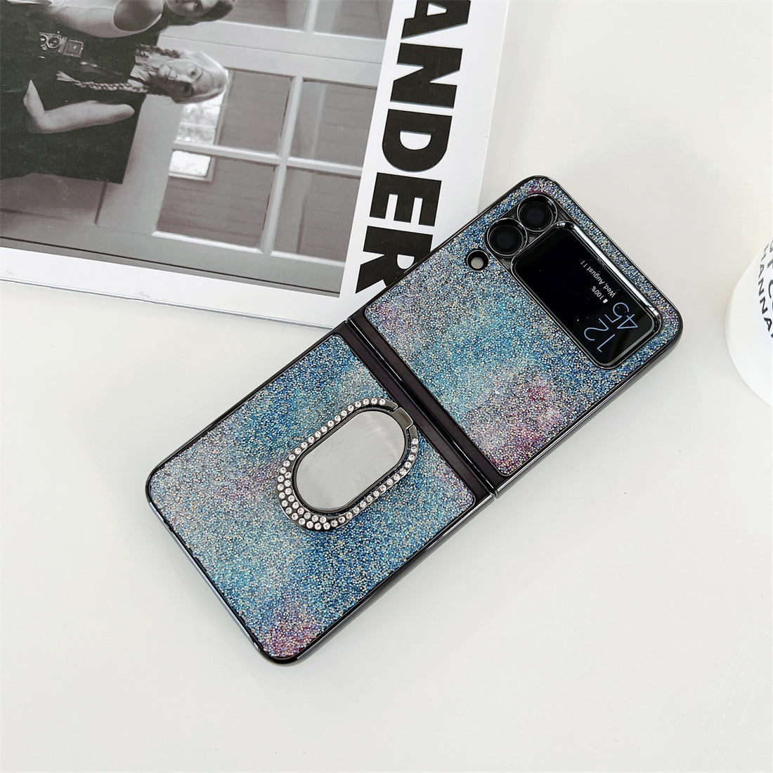 Shining Diamond Mirror Ring Protective Cover For Samsung Galaxy Z FLIP 4 5G