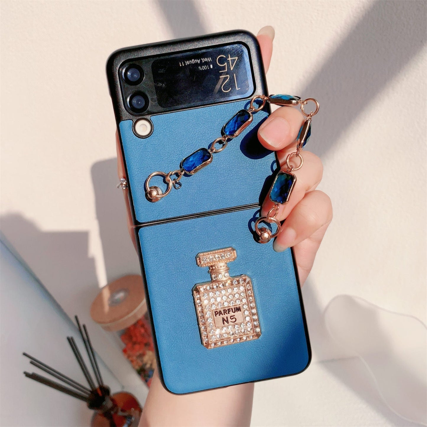Elegant Blue Leather Case for Samsung Z Flip Galaxy Z Flip 4
