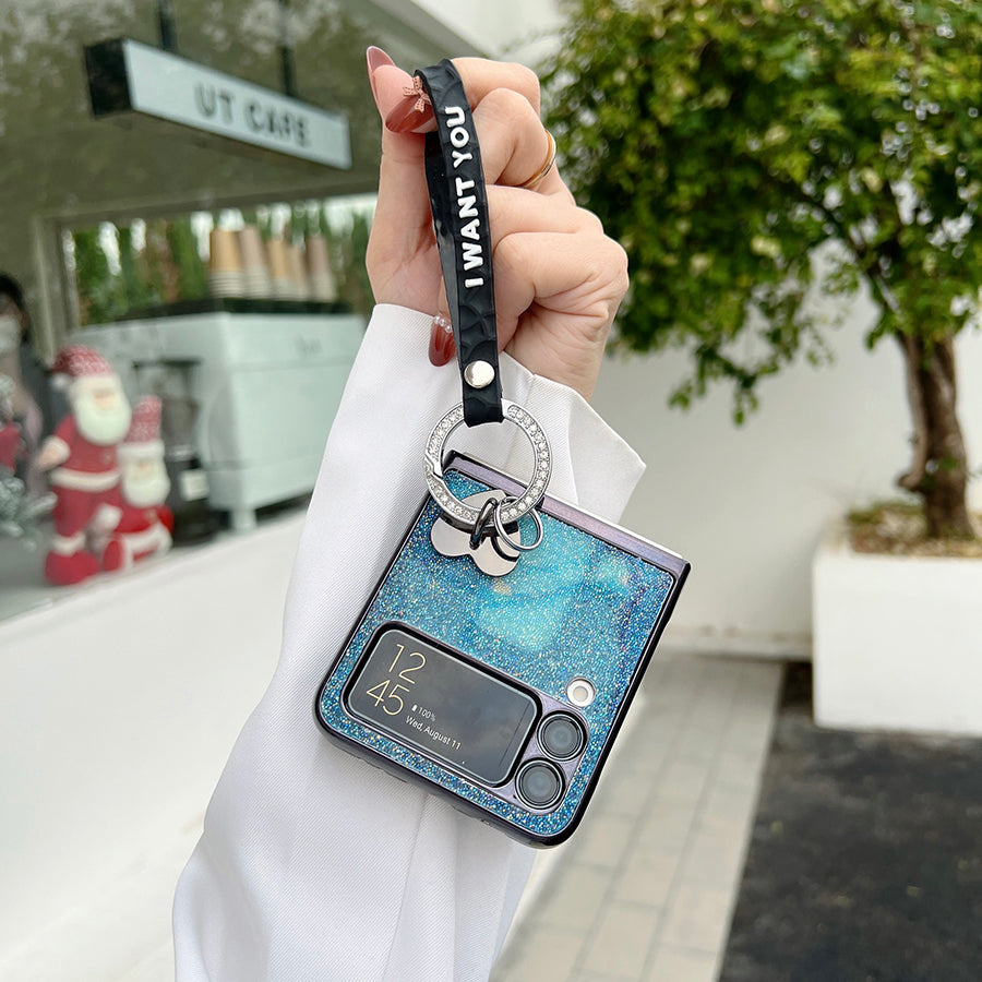 Bling Heart Pendant Case For Galaxy Z Flip 4