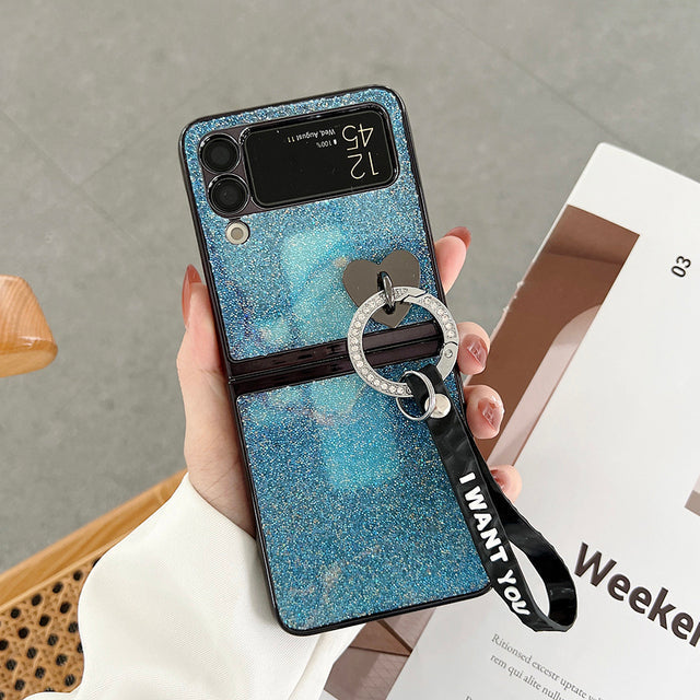 Bling Heart Pendant Case For Galaxy Z Flip 4