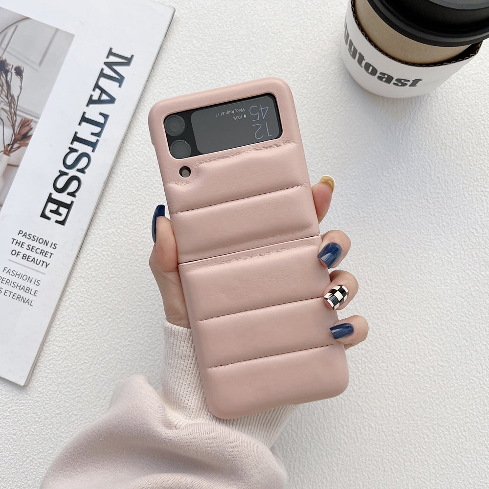 Fashion Down Jacket Leather Case For Samsung Galaxy Z Flip 4