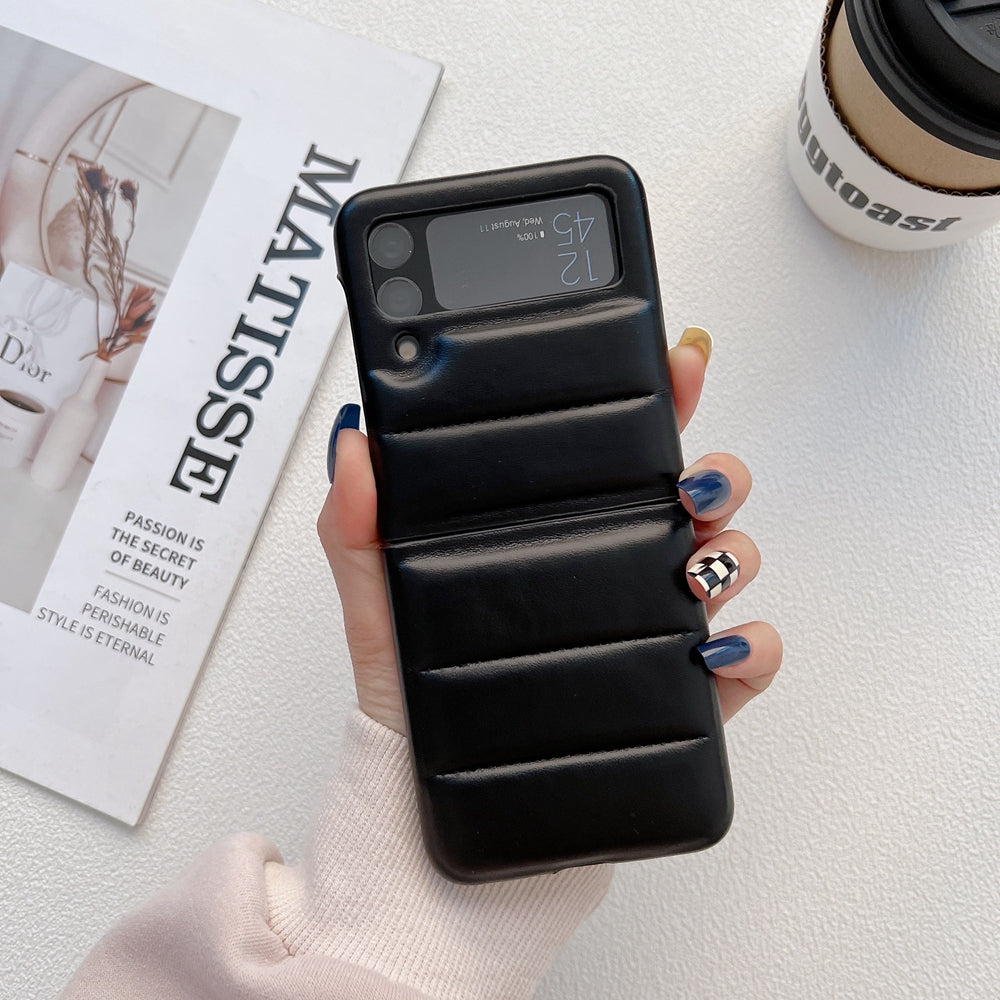 Fashion Down Jacket Leather Case For Samsung Galaxy Z Flip 4