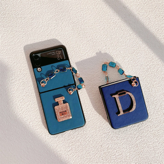 Elegant Blue Leather Case for Samsung Z Flip Galaxy Z Flip 4