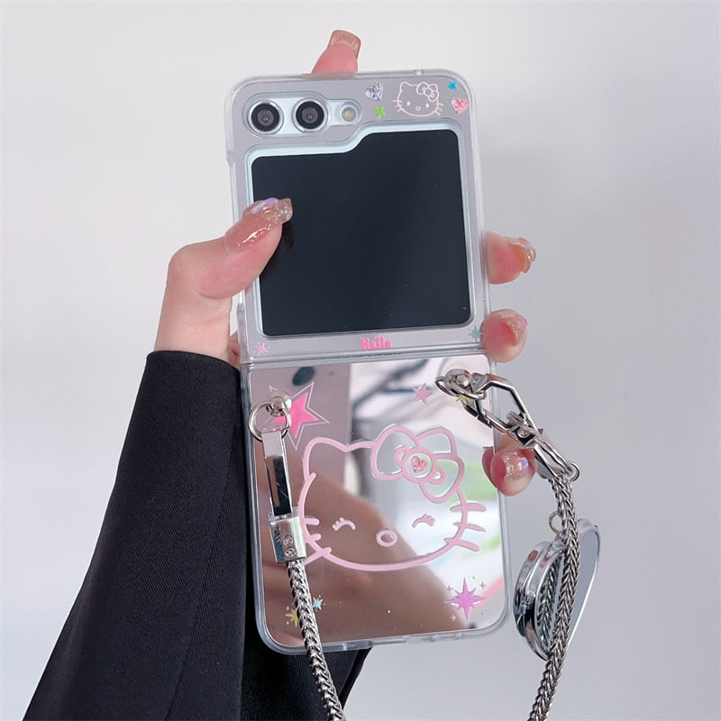 Cute Cartoon Mirror Case For Samsung Galaxy Z Flip 5