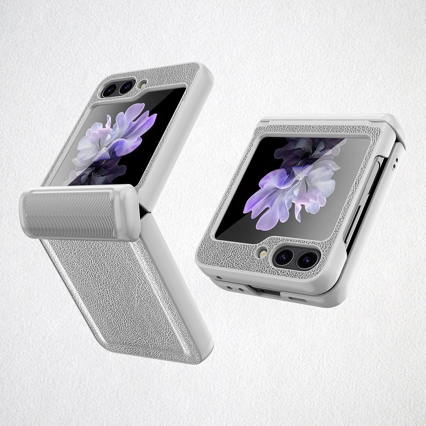 Leather Shockproof Cover with Front Screen Glass For Samsung Galaxy Z Flip 5
