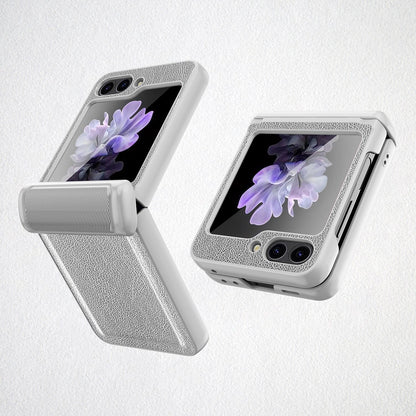 Leather Shockproof Cover with Front Screen Glass For Samsung Galaxy Z Flip 5