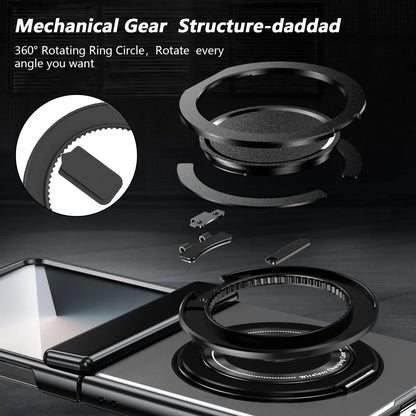 360° Rotating Ring Holder Magnetic Hinge Protection Case for Samsung Galaxy Z Flip 7 with Tempered Glass Film Cover