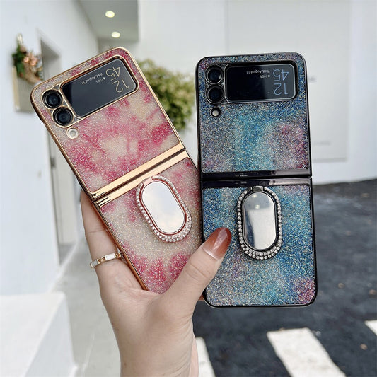 Shining Diamond Mirror Ring Protective Cover For Samsung Galaxy Z FLIP 4 5G