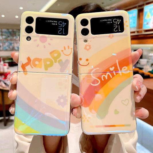 Cute Blue Ray Rainbow Case For Galaxy Z Flip 4